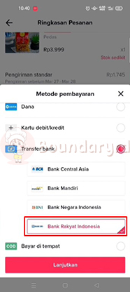 Metode Pembayaran Bank Rakyat Indonesia Tiktok Shop